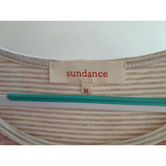 Sundance Womens Layered Flutter Sleeve Feminine Fairy Floral Striped Sz XL Top - Picture 2 of 7